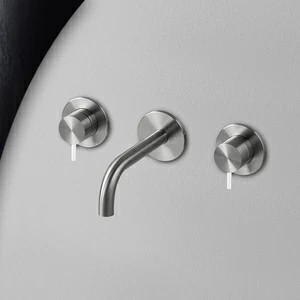 Смеситель для раковины сталь матовая с белой ручкой Toki Radomonte TKI28SCIL21