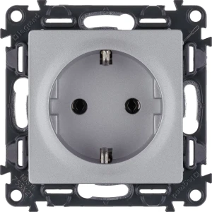 Розетка Legrand VLN-L 2 контакта с заземлением цвет алюминий 82169350 STLM-2183199