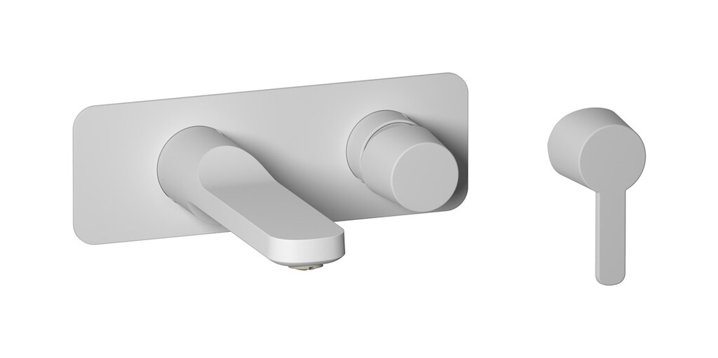 Встроенный в стену смеситель для раковины на 2 отверстия в комплекте с донным клапаном WE ARE IB aa706np Matt White TAAAC