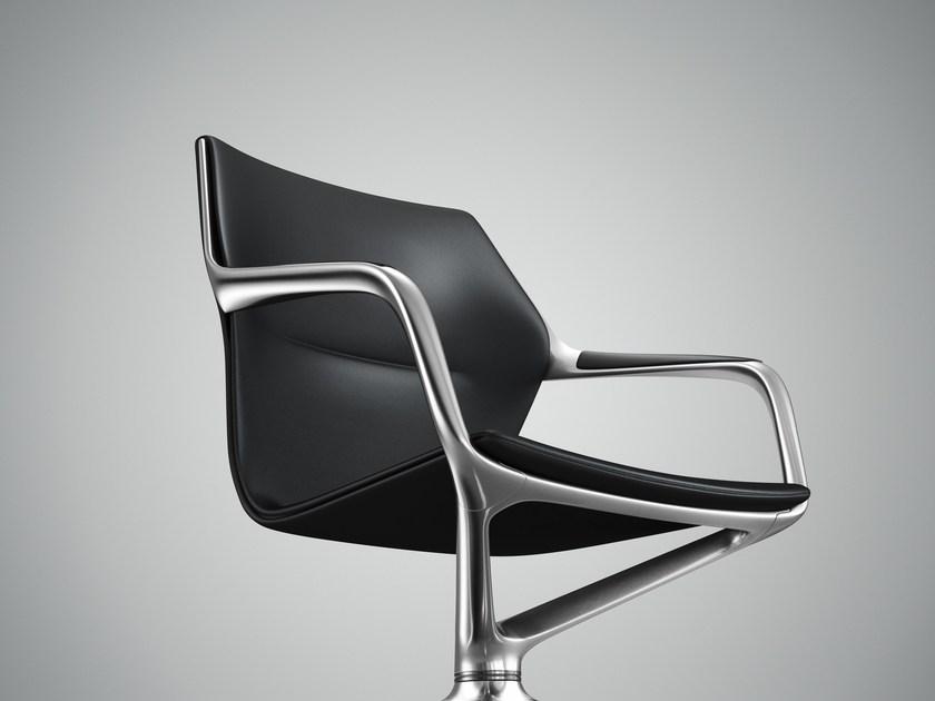 Brunner Поворотное офисное кресло в коже на козелке с подлокотниками Ray sun-id-1509671 - Вид №2