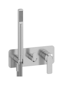 Внешние части встроенного в стену смесителя на 3 потребителя в комплекте с душевым гарнитуром. WE ARE IB c6314ss Brushed Nickel C-67