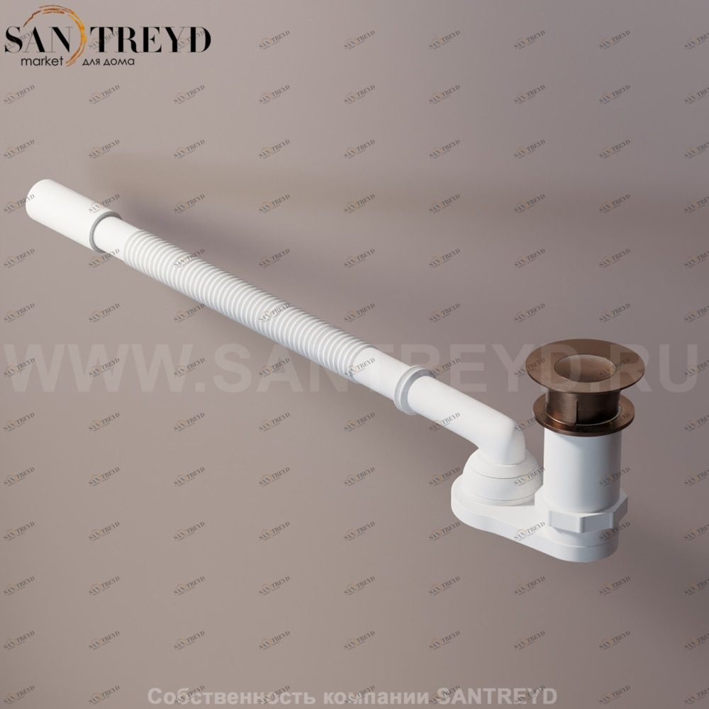 Agape  Сифон с нажимным донным клапаном темно-бронзовый для ванн с кольцом 78 мм MET0477LBR Ricambi