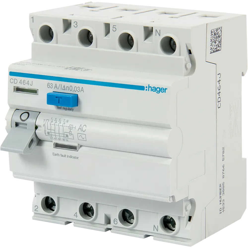 УЗО Hager CD464J 3P N 63 A 30 мА 6 кА AC STLM-2202369