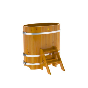 2247 Купель овальная из лиственницы Рустик 0,59х1,06х1,1 натуральная Alyarus