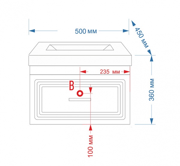Тумба Европа-50 подвесная белая эмаль с раков. Ringo 50 MISTY 2312119 - Вид №1