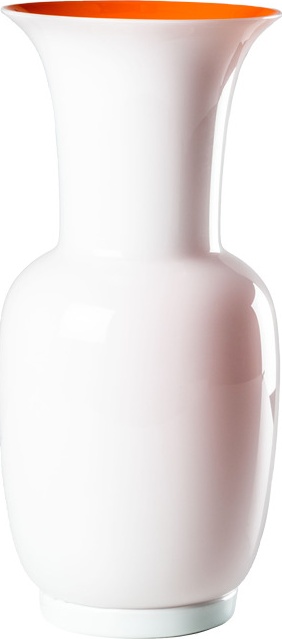 10640932 VENINI Ваза Venini "Опалино" 30х14см (белая, оранжевая) Стекло 
