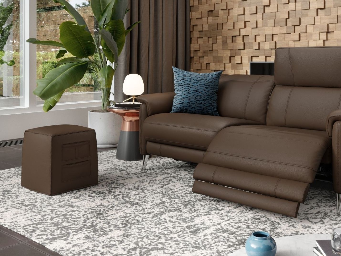 Кожаный квадратный пуф Sofanella Binetto ARCH-00014331 - Вид №3