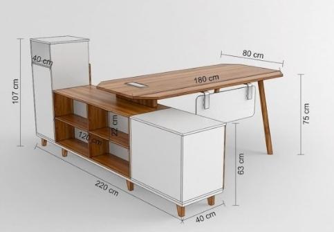 Arrediorg.it® Угловой деревянный стол со встроенной полкой Evolutio A109 180  - Вид №9