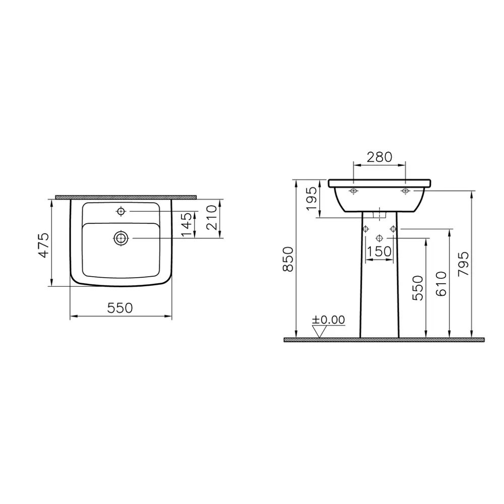 Раковина Vitra Form 55 см STLM-2165655 - Вид №6