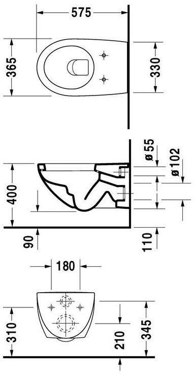 254609 Подвесной унитаз настенный Белый Duravit Architec Германия - Вид №1