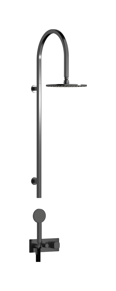 Душевая колонна в комплекте с душевым гарнитуром. WE ARE IB eo800cs_2 Brushed Black Chrome Elio