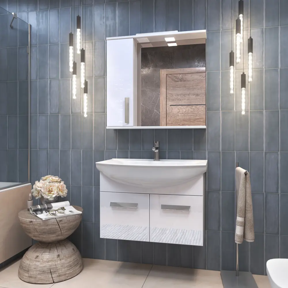 Vigo Milo - навесная тумба под раковину 72 см белая глянцевая 89386769 STLM-1398257 - Вид №12