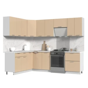 91608023 Кухонный гарнитур Стендмебель КсенияКГ180-200БВГ 200x217x60 см ЛДСП цвет ванильный STLM-1429873