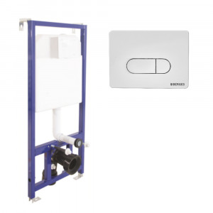 040231 Инсталляция BERGES для скрытого монтажа унитаза NOVUM кнопка D1 белая  Berges NOVUM