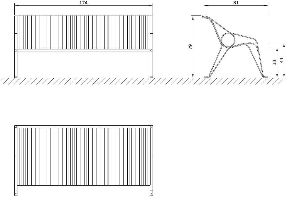 Euroform W Скамья металлическая с подлокотниками со спинкой Tulip 59m, 59m/10, 59m/20 - Вид №3