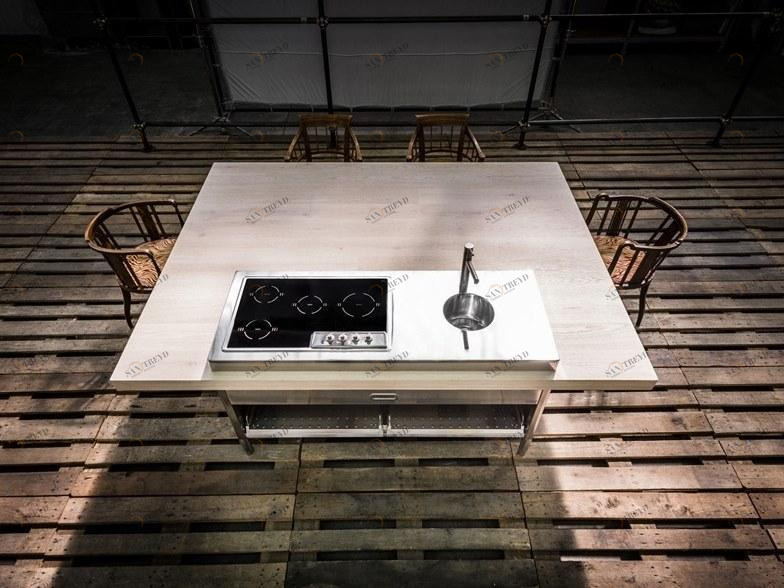 ALPES-INOX Снек-остров из нержавеющей стали и дерева Liberi in cucina sun-id-1416691