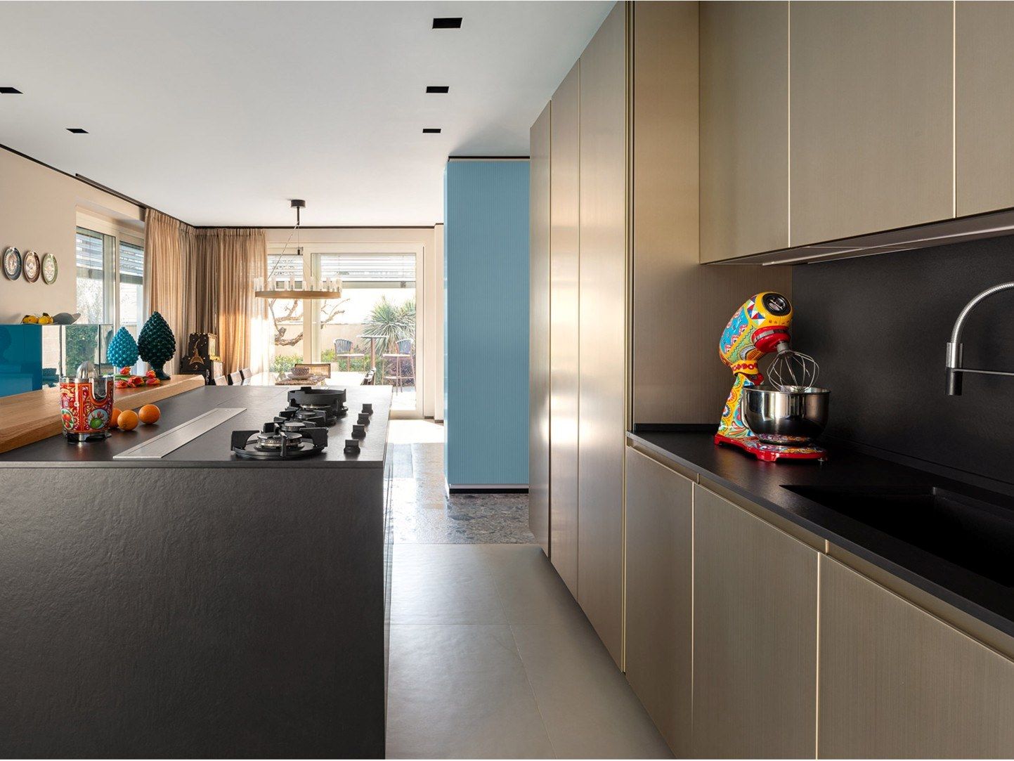 Линейная кухня с островом в комплекте со съемным экраном TM Italia Cucine D90 ARCH-00071217