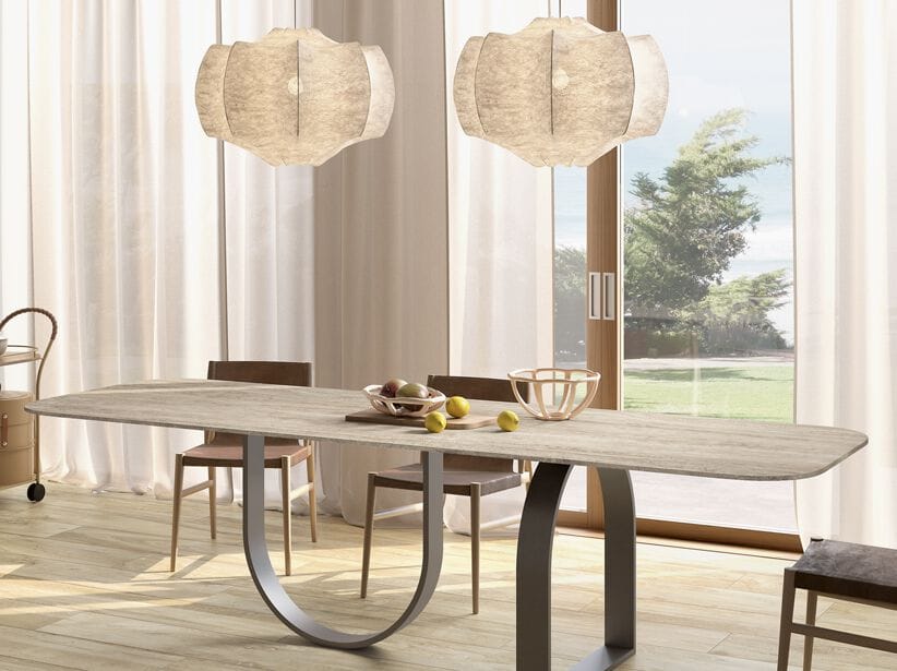 Выдвижной обеденный стол с керамогранитной столешницей CERAMICA FONDOVALLE SHAPE ARCH-00076189