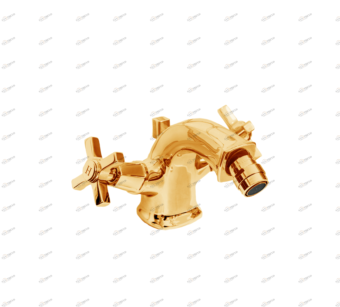 Gentry Home Смеситель для раковины на 3 отверстия Chopin White Dark gold GH100412 