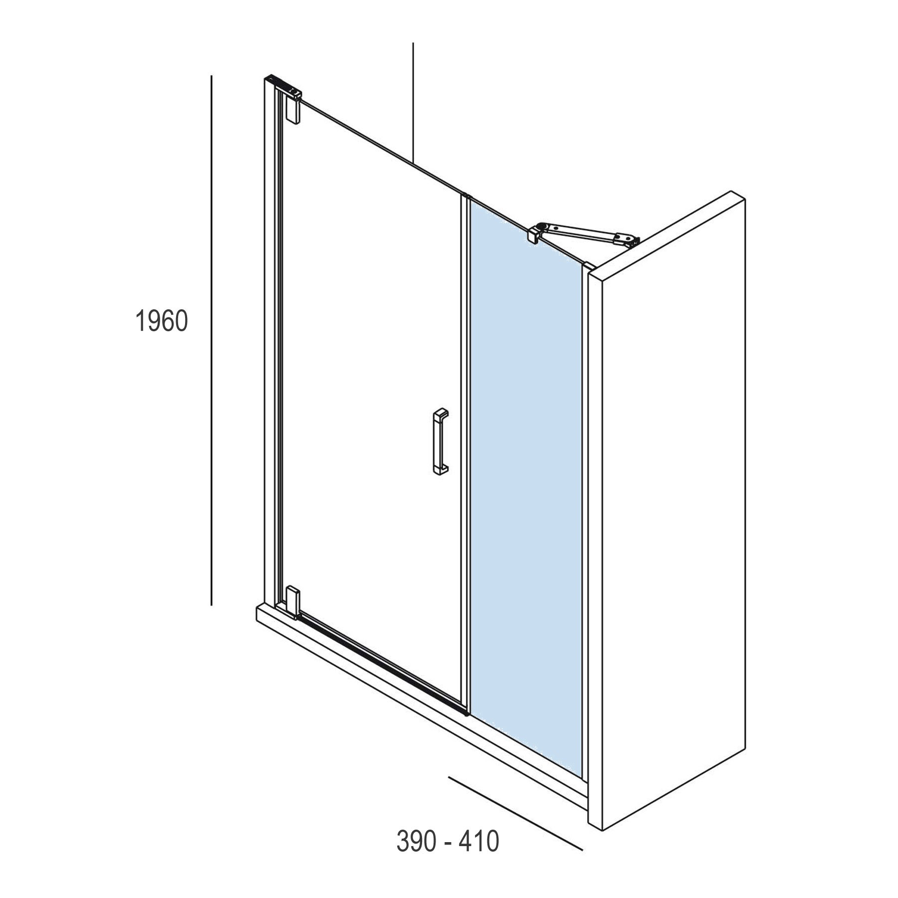 26742 SALGAR Душевая перегородка МАЛЬМО фиксированная фронтальная Прозрачная 390-410 x 1950 мм Malmö - Вид №1