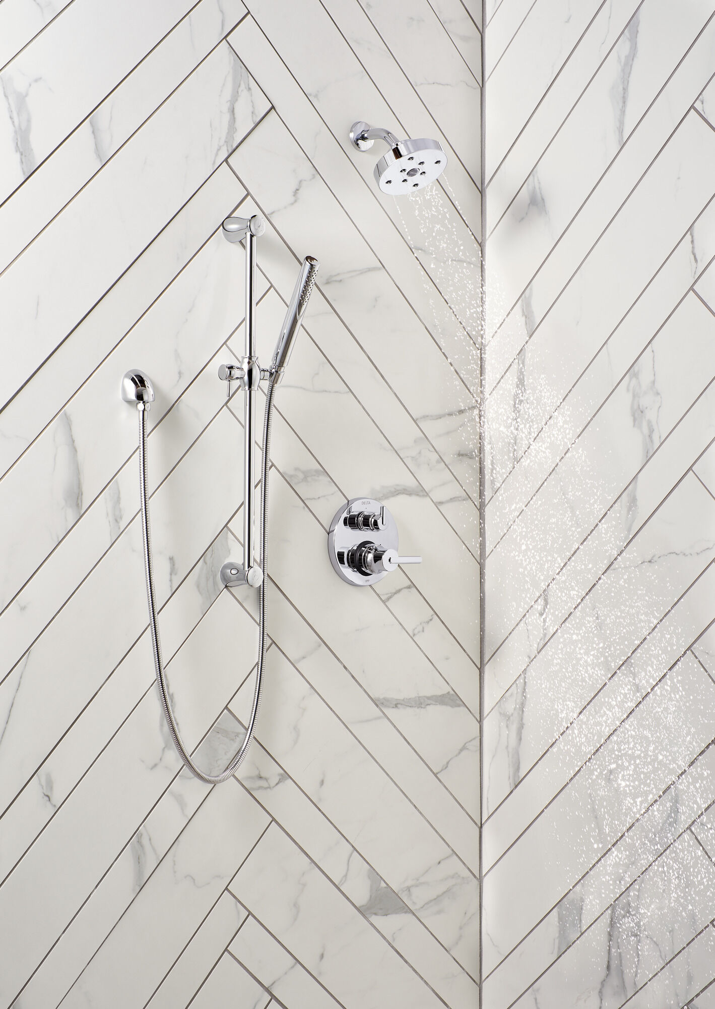 Трим клапана Contemporary Two Handle Monitor® серии 14 со встроенным переключателем на 3 положения Delta Faucet T24859-SS - Вид №1