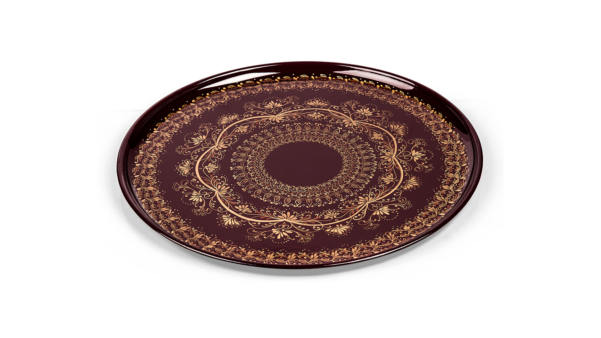 10620665 Жостовская фабрика декоративной росписи Поднос 32см НХПР "В центре вселенной" Сталь  - Вид №1