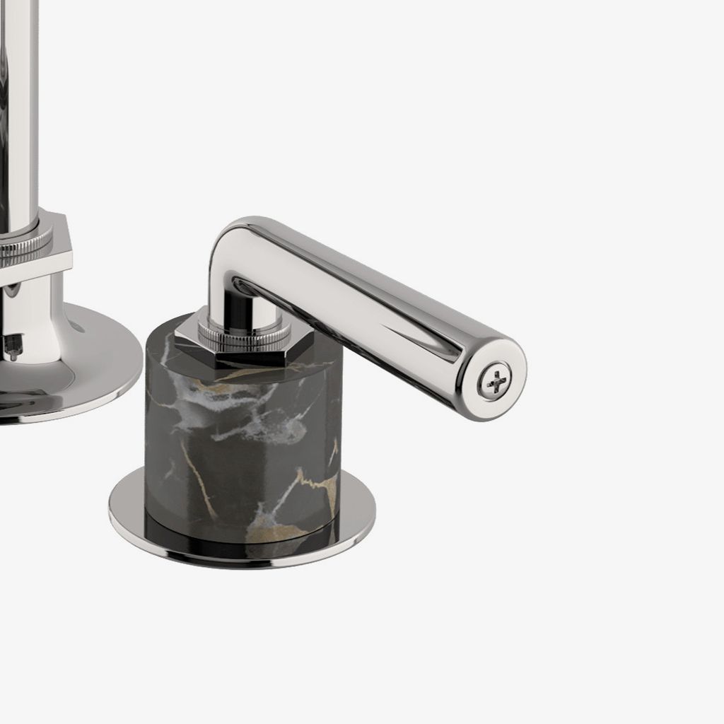 HNLS32 Смеситель для унитаза Henry Gooseneck с тремя отверстиями, цилиндрами Portoro и металлическими рычажными ручками Waterworks - Вид №1