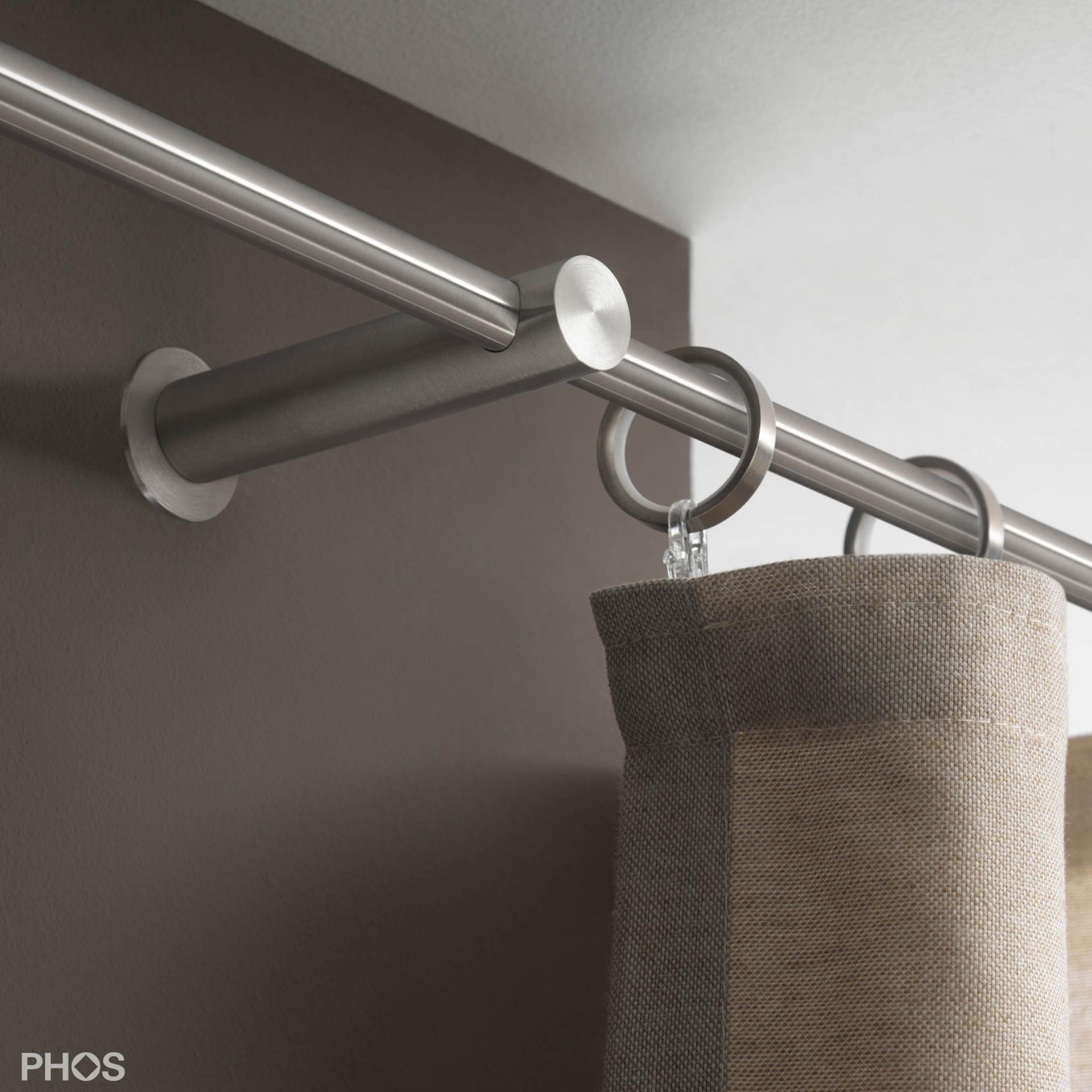 VS20-100-3600 Комплект карнизов: 360 см с 2 кронштейнами и 1 кронштейном в качестве центральной опоры (среднее расстояние от стены) PHOS  - Вид №2