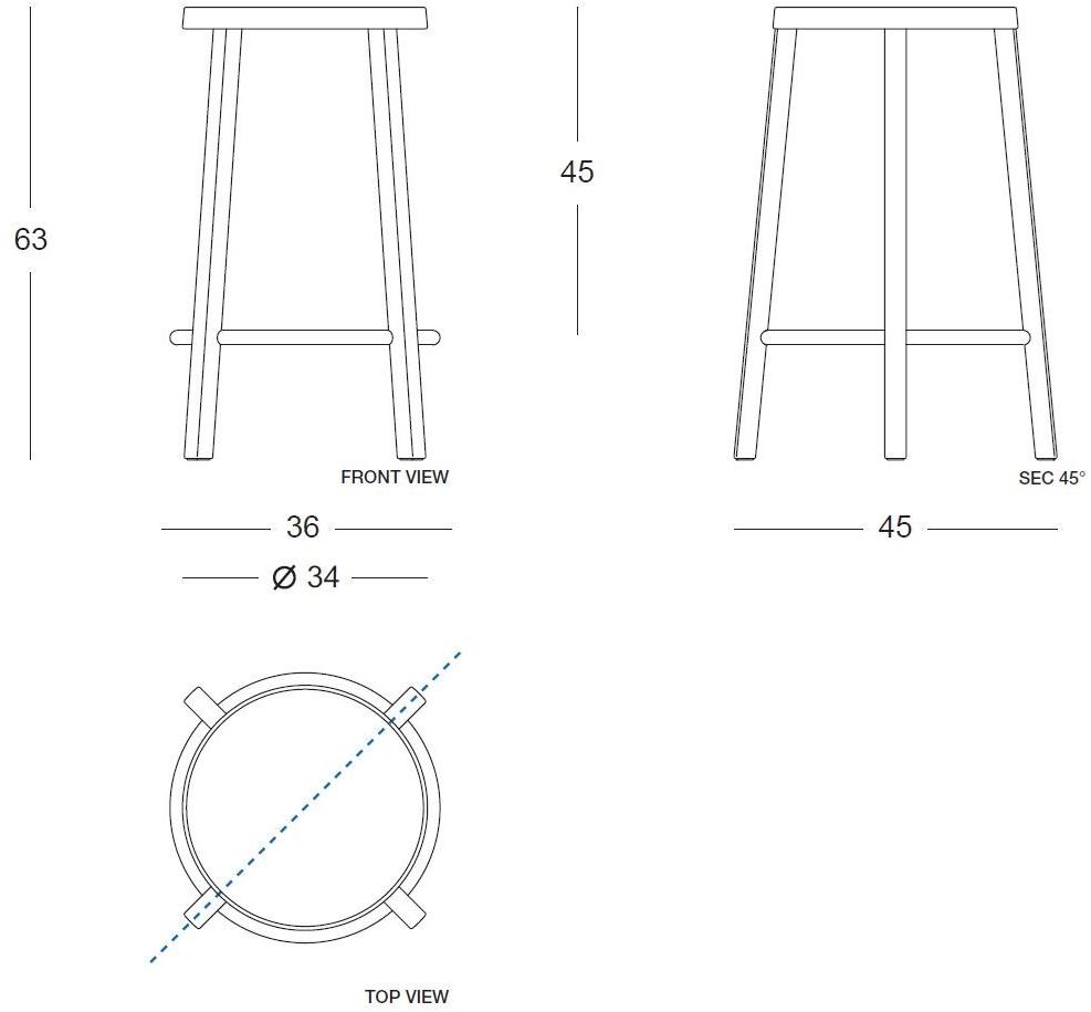 Plank Высокий стул в золе Blocco sun-id-1366564 - Вид №7