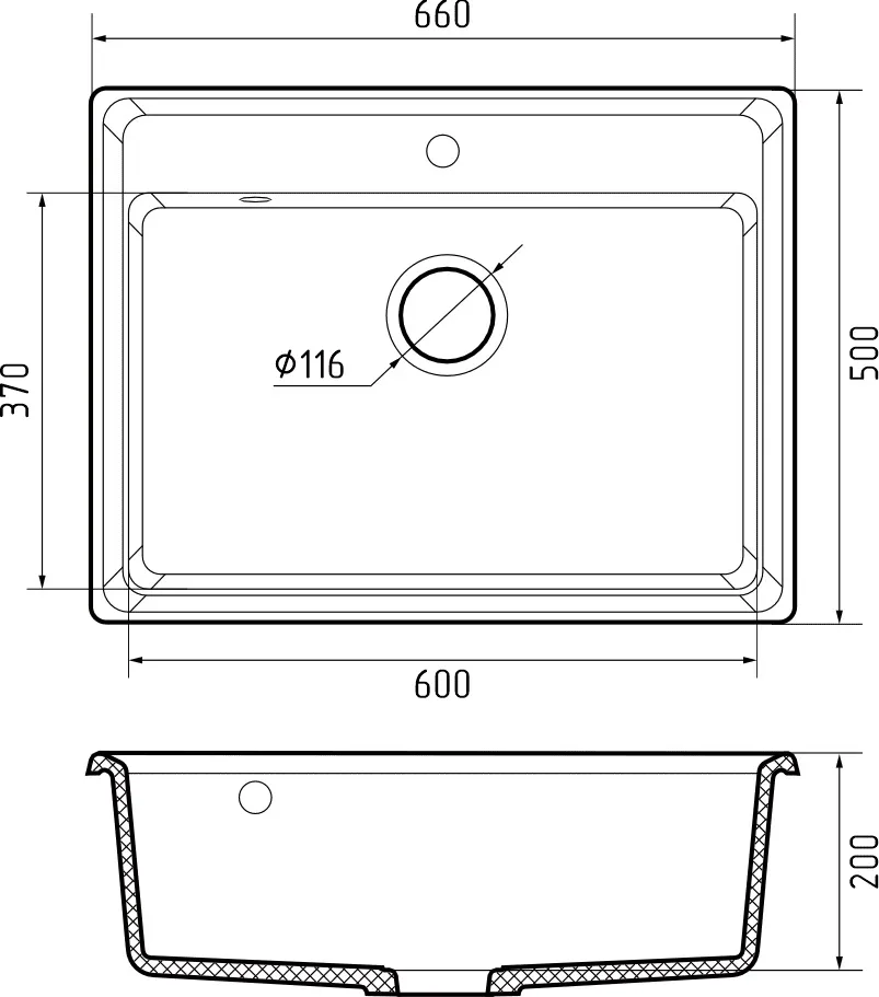 Кухонная мойка Искусственный камень LEVEL S206 GranFest LV-660-S206 - Вид №1