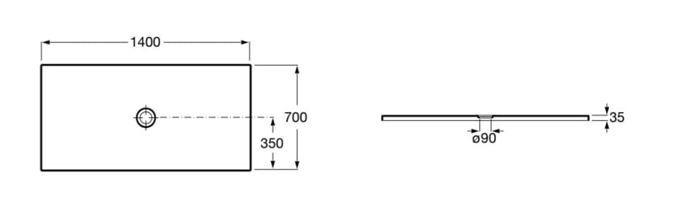 Прямоугольный акриловый ультра-плоский поддон для душа Roca Cratos ARCH-00138031 - Вид №38