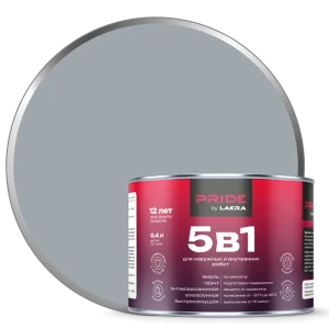 ЛАКРА Грунт-эмаль 5в1 по ржавчине серый 0.4 л 89410837