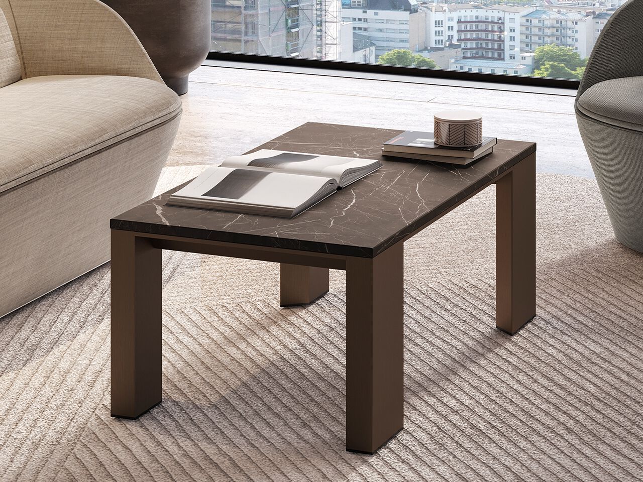 Прямоугольный журнальный столик из алюминия и дерева FREZZA Ono ARCH-00124048 - Вид №1