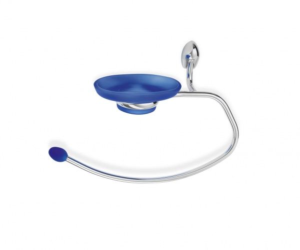A79V(08-BS) Stil Haus Alfa, полотенцедержатель - полукольцо + мыльница, цвет хром - синее стекло Santreyd 