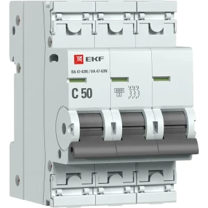 Автоматический выключатель EKF Proxima ВА47-63 3P N C50 А 6 кА