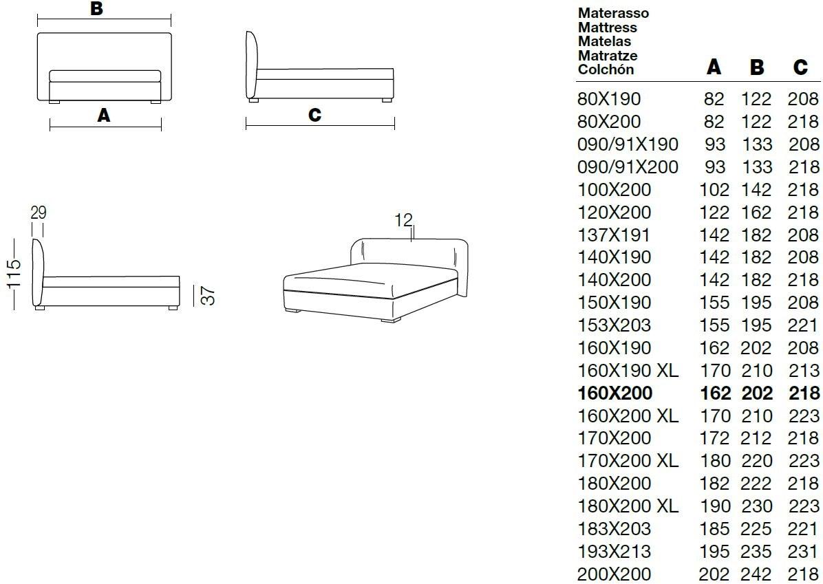 Milano Bedding Мягкая кровать со съемным чехлом из ткани sun-id-1493640 - Вид №4