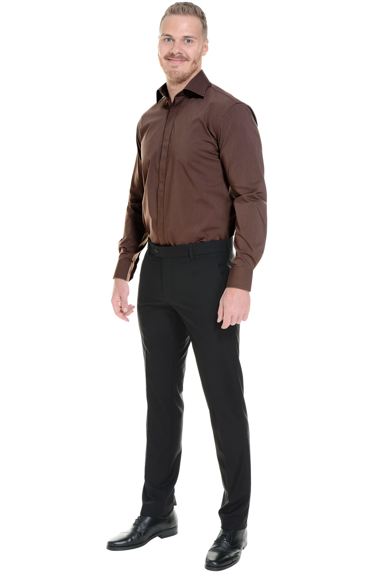 62457 Рубашка мужская  chocolate El-Risto  Корпоративная одежда  размер 43/176-182  - Вид №4