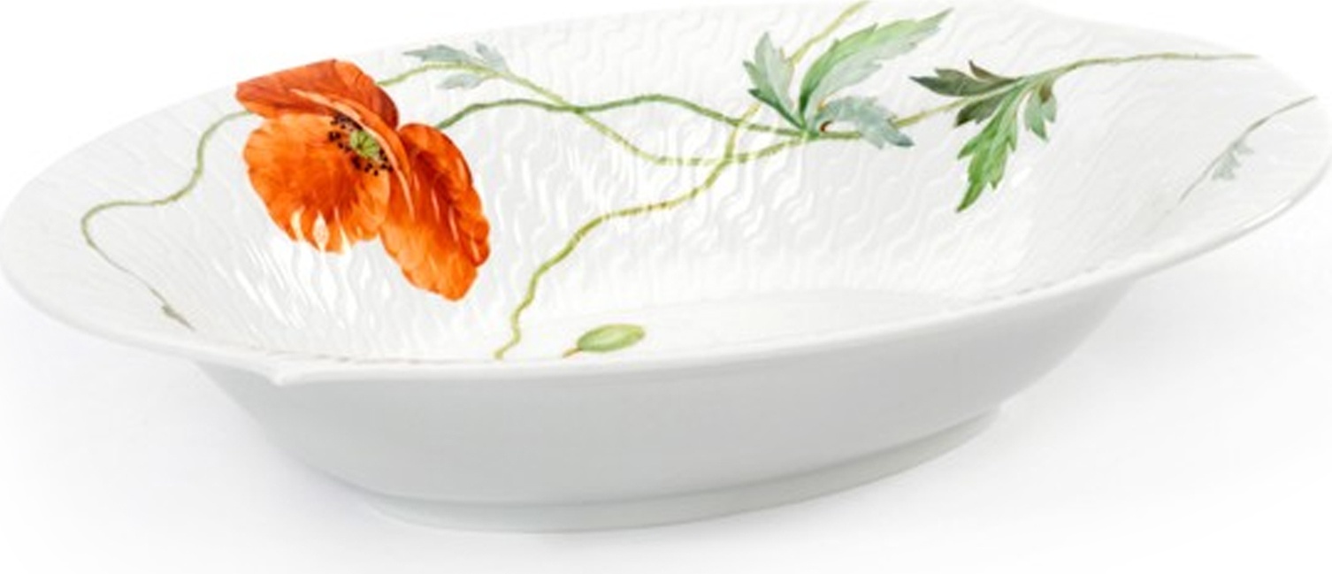 93682 Meissen Блюдо для гарнира овальное 28см "Игра волн, рельеф, маки" Фарфор 