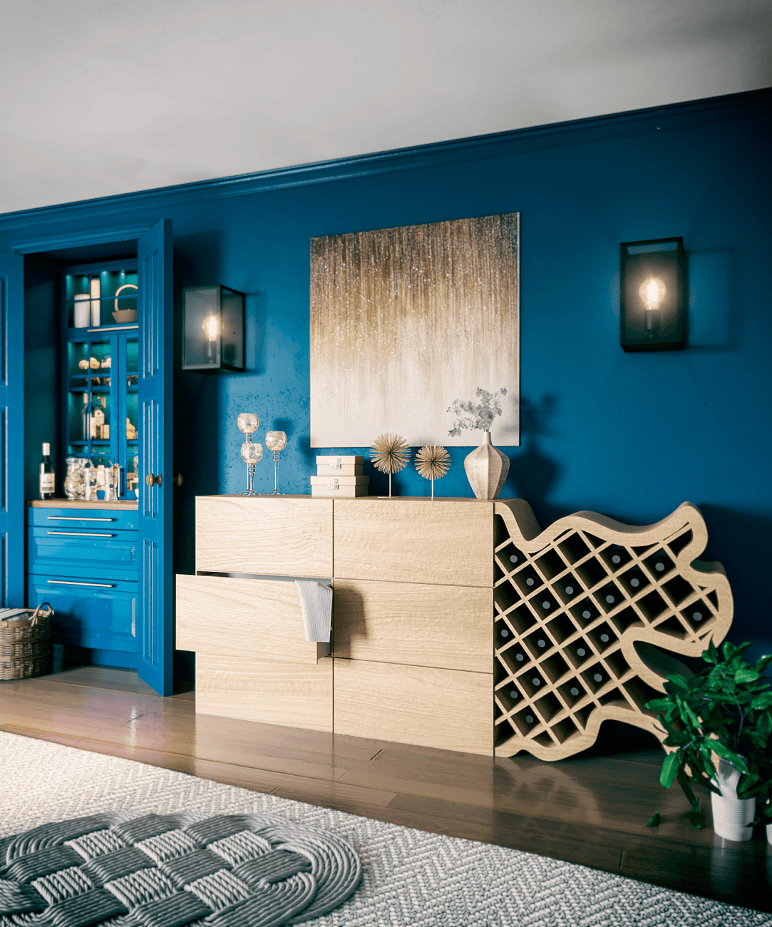 Комод с 6 ящиками и полками для вина светло-коричневый "Пень решетка-винница" от Odingeniy ODINGENIY ДИЗАЙНЕРСКИЕ, КОМОДЫ "ПЕНЬ" ОТ ODINGENIY 178427 Бежевый  - Вид №3