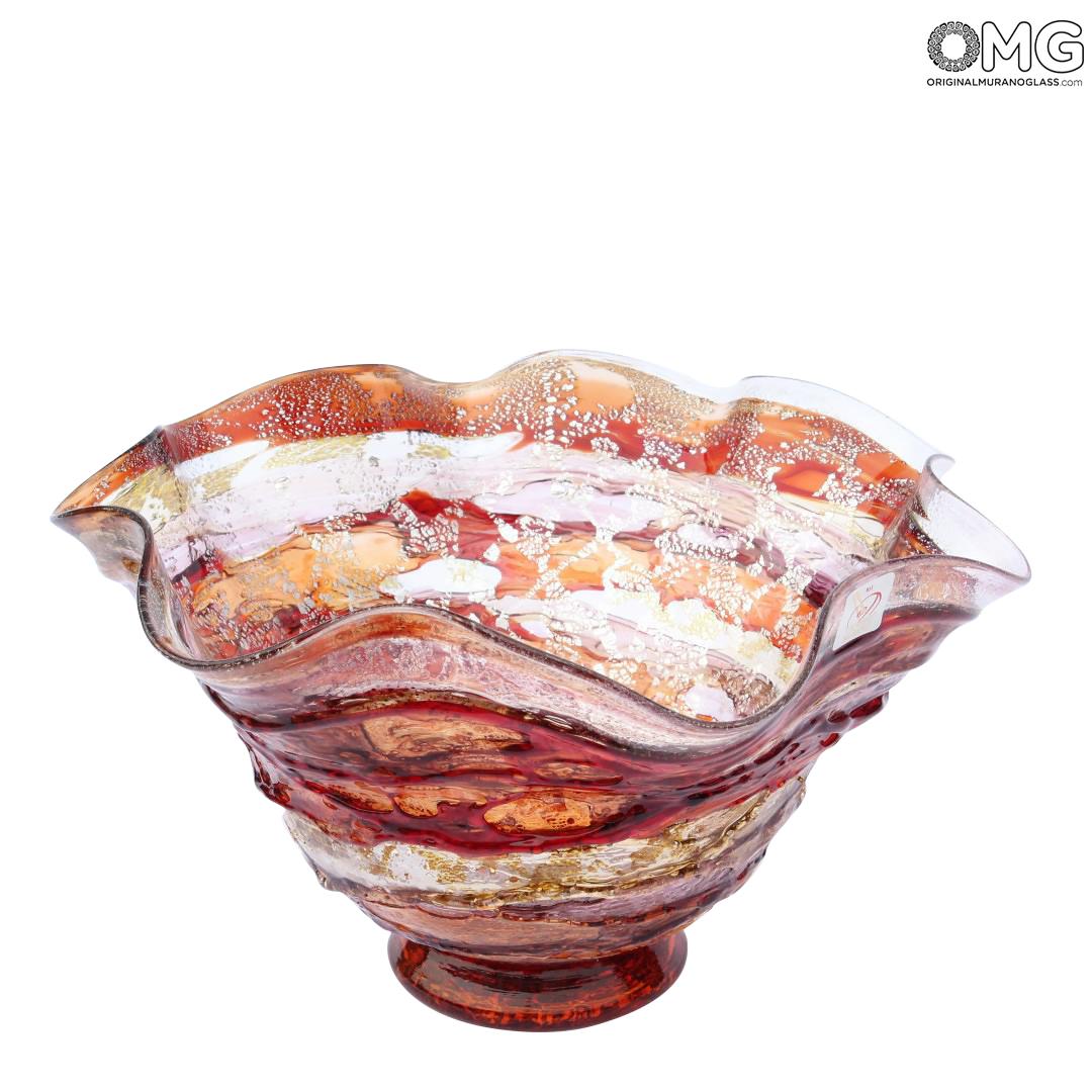 2001 ORIGINALMURANOGLASS Янтарная чаша сбруффи Алексис - муранское стекло OMG 25 см  - Вид №1