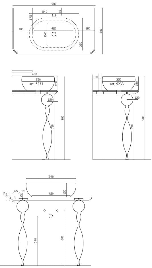 Стеклянная консоль для умывальника Galassia MIDAS ARCH-00089976 - Вид №2