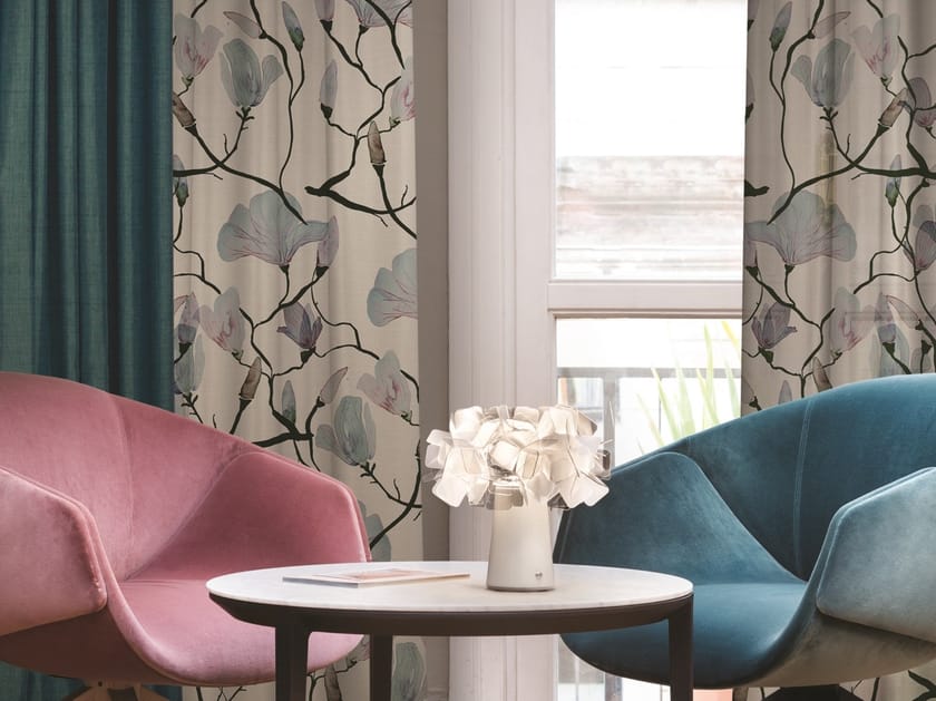 Ткань из тафты для штор с цветочным рисунком Inkiostro Bianco коллекция 2017/2018 ARCH-00000552