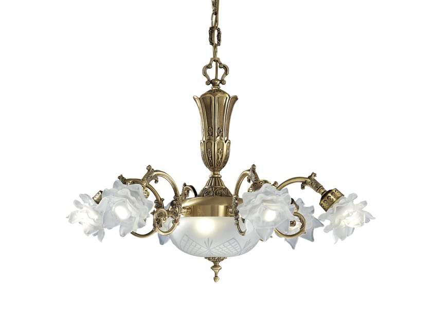 Люстра из матовой латуни с остеклением Possoni Illuminazione Michela ARCH-00016987