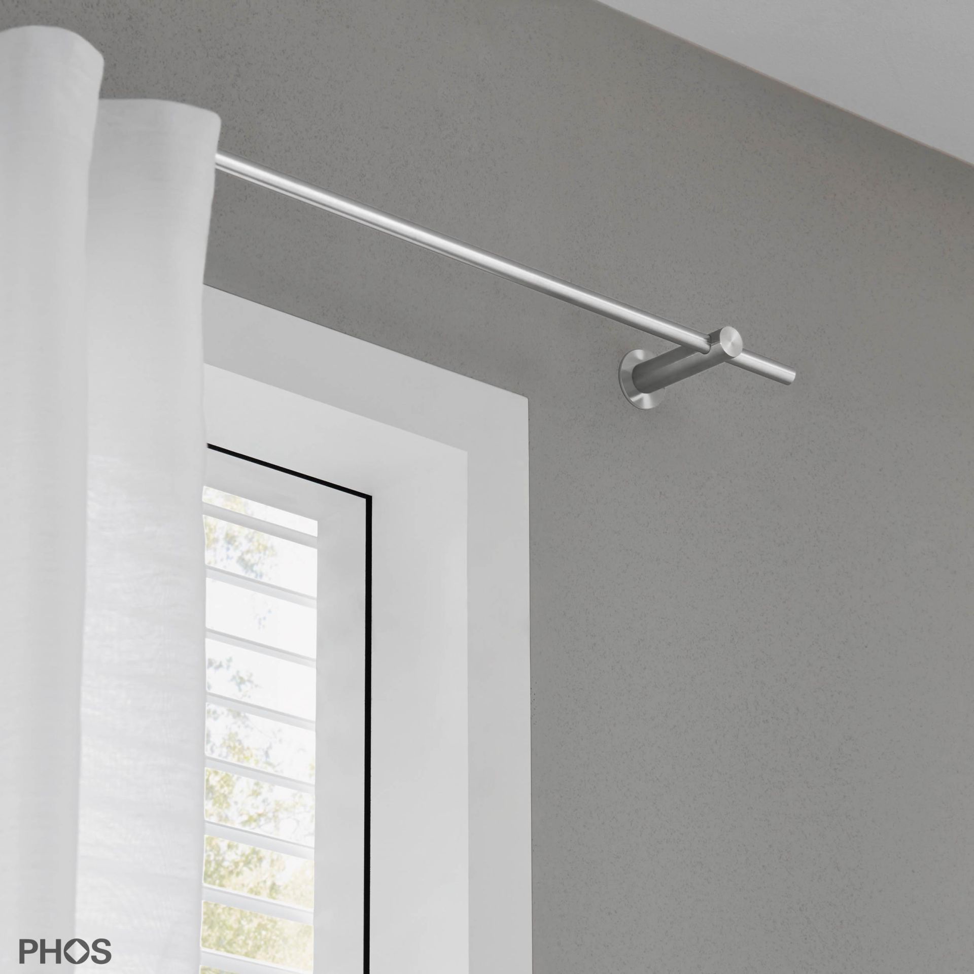 VS20-80-2600 Комплект карнизов: 260 см с 2 держателями и 1 держателем для карниза в качестве центральной опоры (недалеко от стены) PHOS  - Вид №1