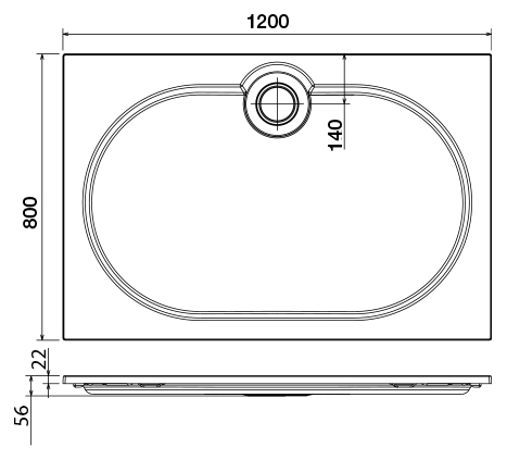 Поддон для душа CEZARES TRAY-S-AH-120/80-56-W из искусственного мрамора  - Вид №1