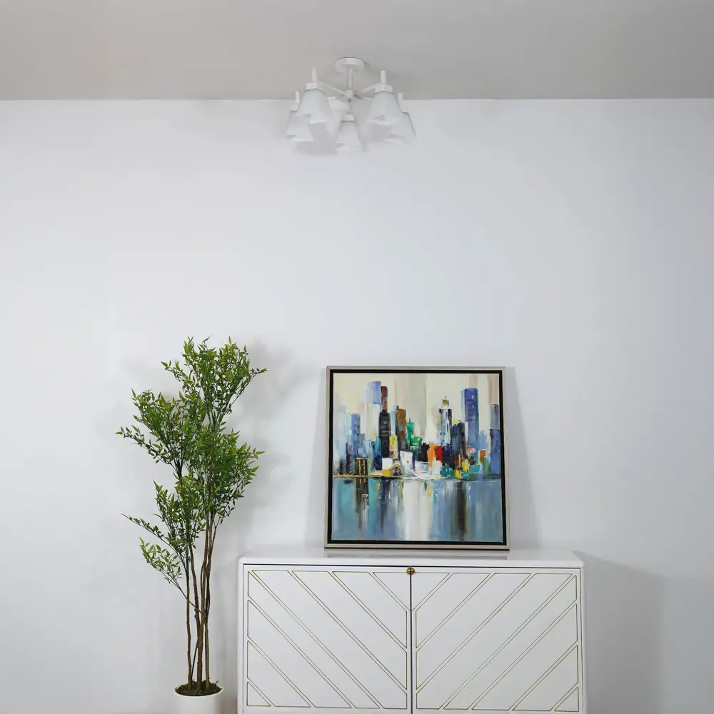 Люстра на штанге Cello 5 ламп 20 м² цвет белый SCHAFFNER STLM-2118635 - Вид №9