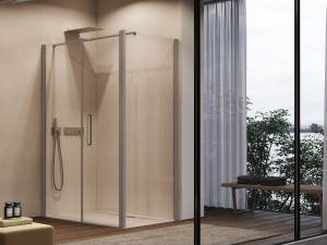Угловая душевая кабина с распашной дверью