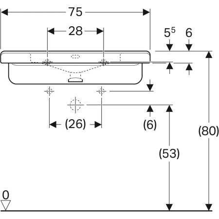 128665000 Раковина Geberit Renova Comfort Square, безбарьерная Geberit  - Вид №27