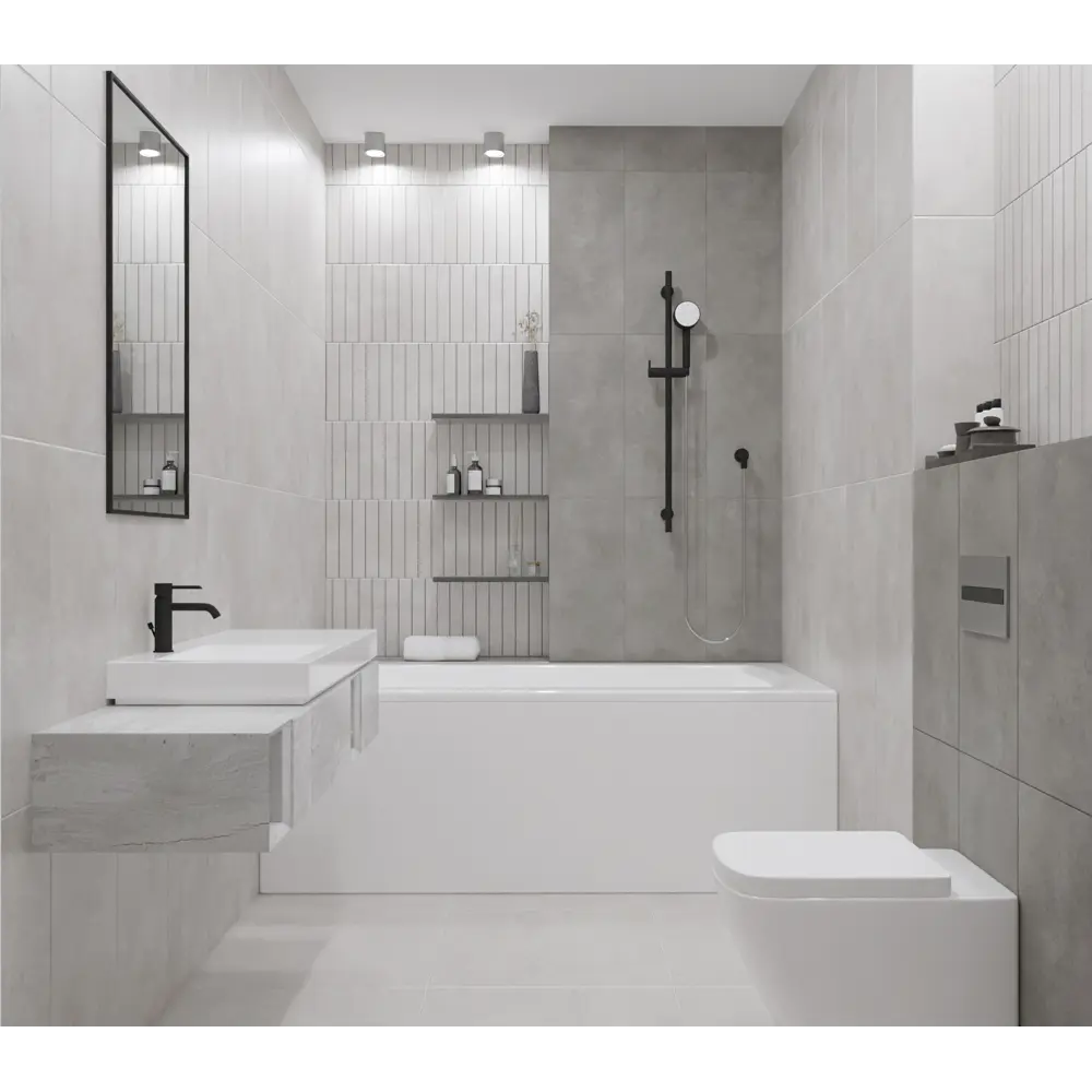 Напольная плитка Azori Global серый бетон 42×42 см для современных интерьеров 82982514 STLM-1564500 - Вид №3