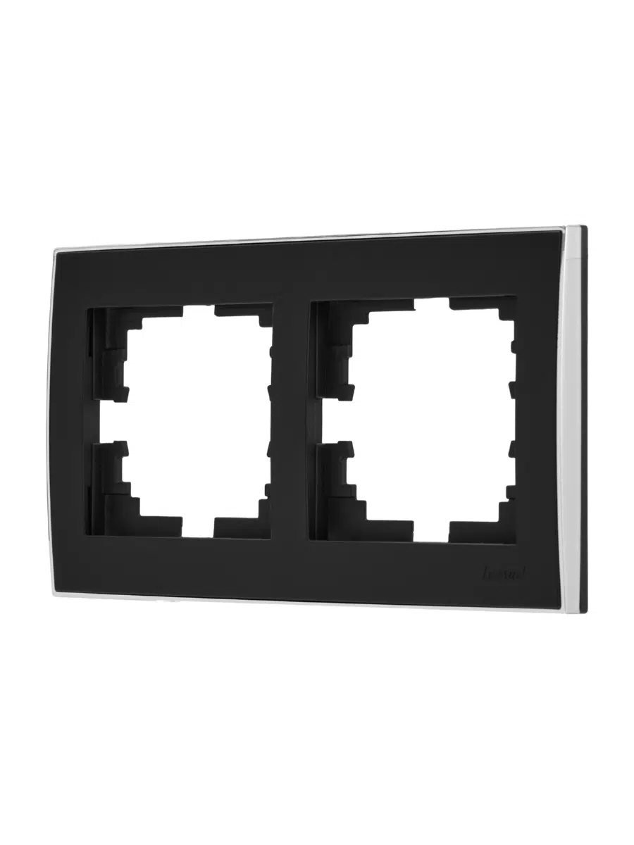 RAIN Рамка двойная горизонтальная с боковой белой вставкой черный LEZARD 703-4225-147 - Вид №1